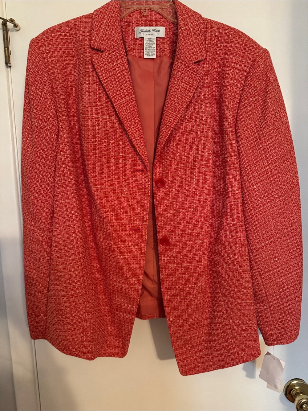 Judith Hart Red/Orange Textured Tweed Blazer NWT Sz 16w